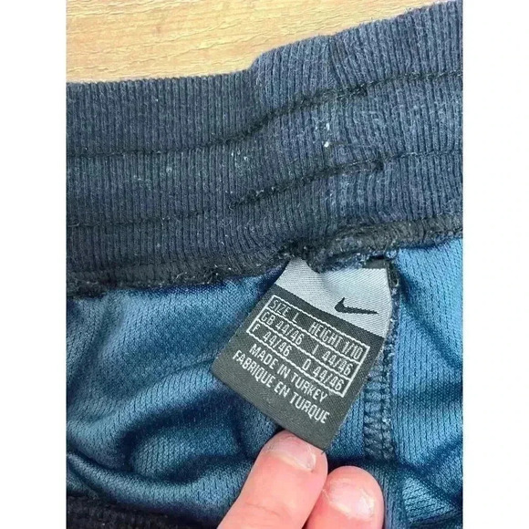 Vtg Nike Y2K 00's Men's L Joggers Blue Textured Swoosh Drawstring Athleisure - Picture 5 of 13